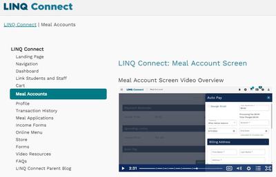 Linq Connect Portal Screen for training